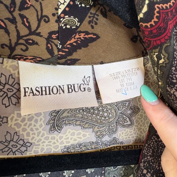 Vtg Y2K Fashion Bug Patchwork Maximalist Paisley Bohemian Blazer Jacket 18/20 - Picture 7 of 9
